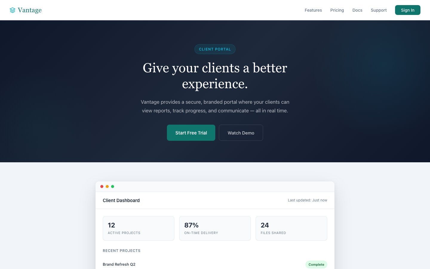 Client Portal preview